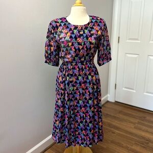 Vintage Loris Azzaro Graphic Print Dress Sz S